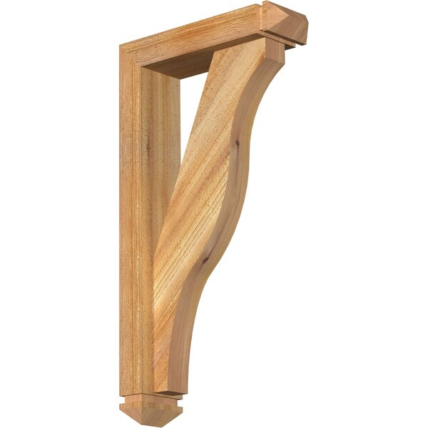 Ekena Millwork Funston Arts and Crafts Rough Sawn Bracket w/ Offset Brace, Western Red Cedar, 4"W x 14"D x 26"H BKT0402X14X26FST03RWR - main